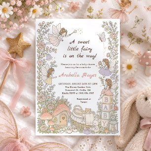 Enchanted Fairy Garden Girl Baby Shower Invitation