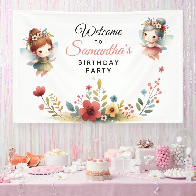 Enchanted Fairy Garden Girl Birthday Party Banner (Party)