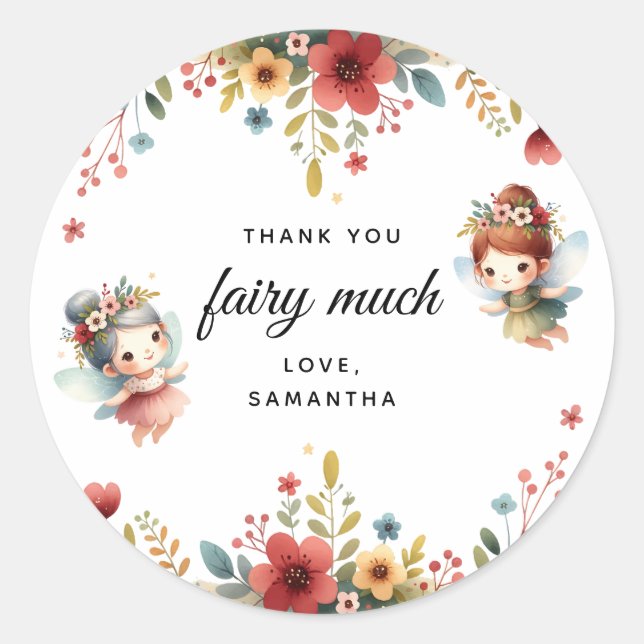 Enchanted Fairy Garden Girl Birthday Thank You Classic Round Sticker (Front)