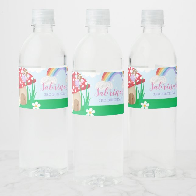 Enchanted Fairy Garden Themed Birthday Water Bottle Label (Bottles)
