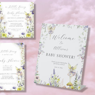 Enchanted Fairy Garden Wildflowers Welcome Shower Pedestal Sign