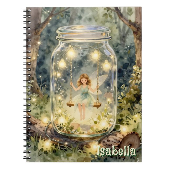 Enchanted Fairy in a Jar in a Magical Forest Notebook (Front)