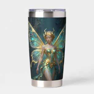 Enchanted Fairy in Gold and Turquoise Insulated Tumbler