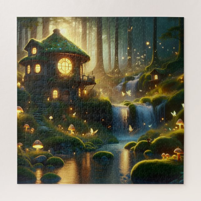 Enchanted Fairy Lights and Waterfall Dreams Jigsaw Puzzle (Vertical)