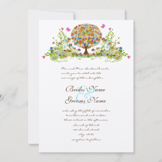 Enchanted Fairy Love Tree Wedding Invitation (Front)