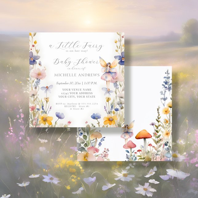 Enchanted Fairy Mushroom Floral Girl Baby Shower Invitation (Creator Uploaded)