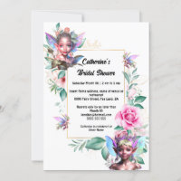 Enchanted fairy pink rose floral gold pixie