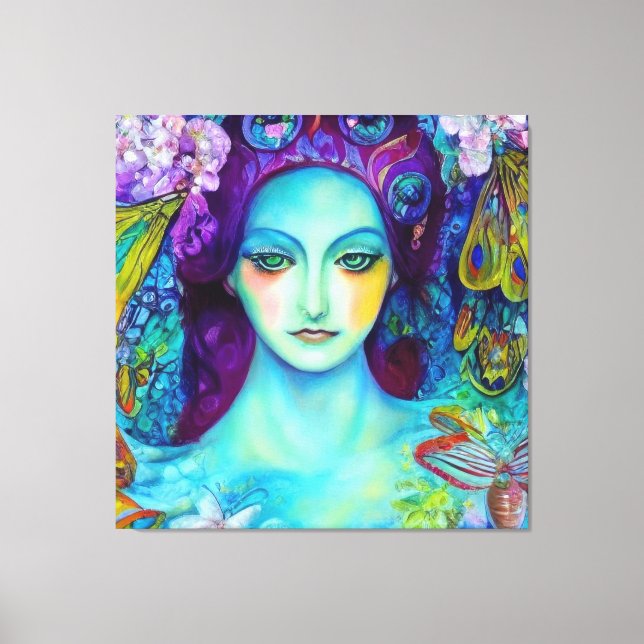 Enchanted Fairy Queen with Butterflies Canvas Print (Front)