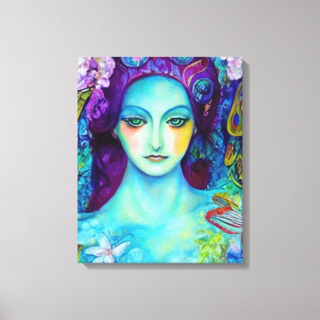 Enchanted Fairy Queen with Butterflies Canvas Print (Front)