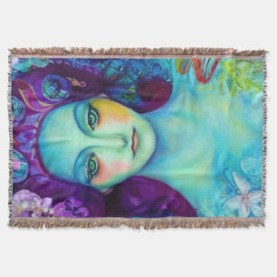 Enchanted Fairy Queen with Butterflies Throw Blanket