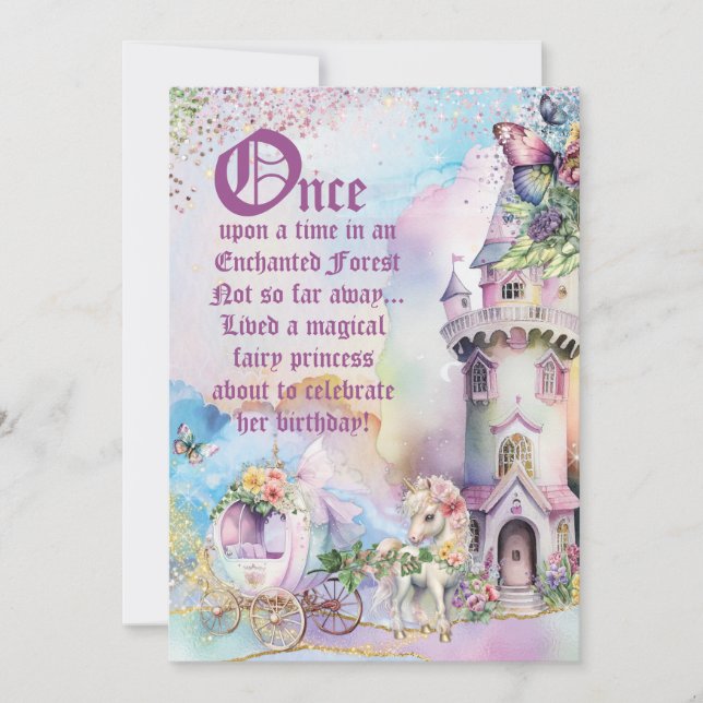 Enchanted Fairy Unicorn Forest Party Invitation (Front)