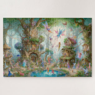 Enchanted Fairy Village Whimsical Fantasy Jigsaw Puzzle