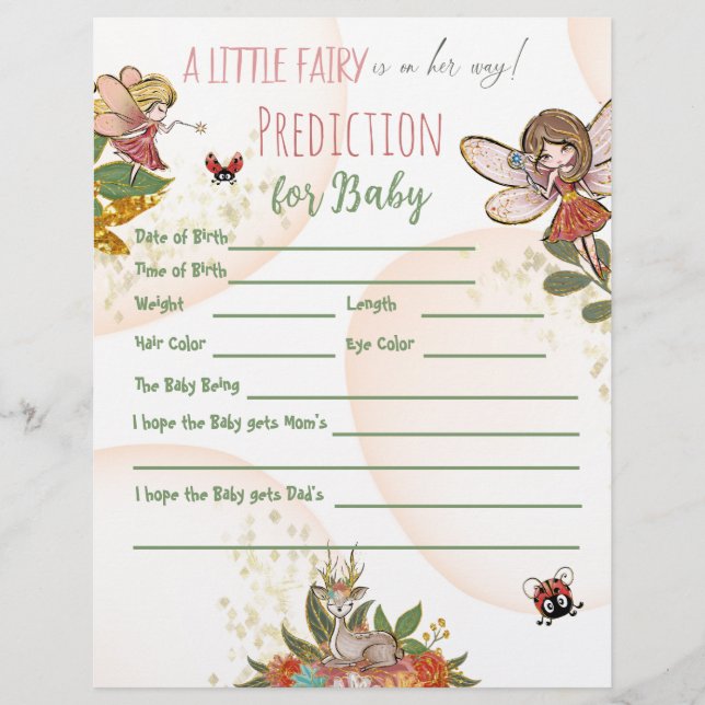 Enchanted Fairy Whimsical For Baby Prediction Game Flyer (Front)