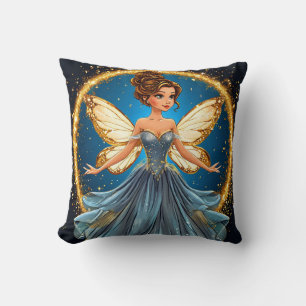 Enchanted Fairy with Glitter Wings Magical Fanta Cushion