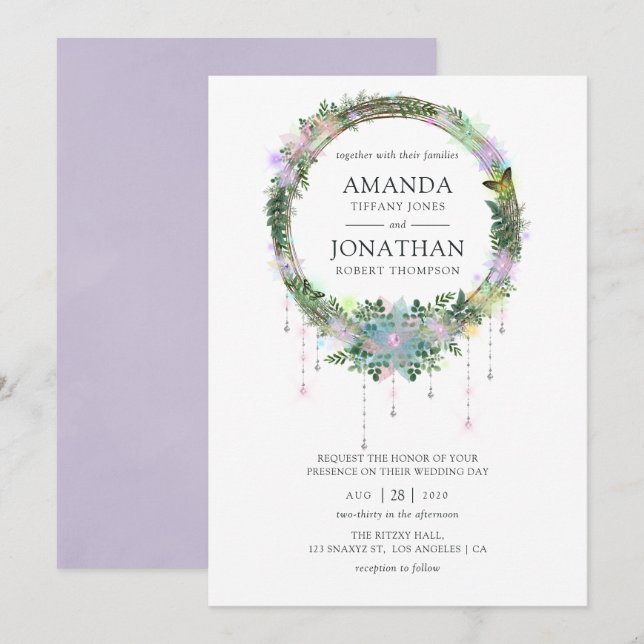 Enchanted Fairy Wreath Wedding Invitation (Front/Back)