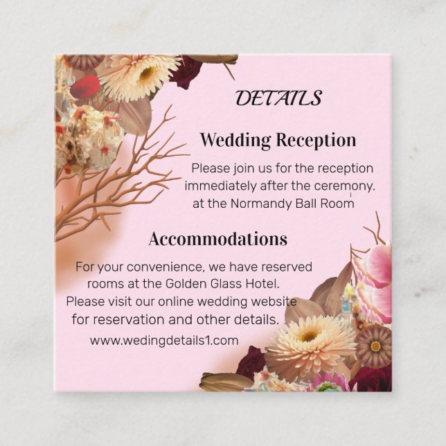 Enchanted Fairytale Boho Wildflower Wedding Enclosure Card (Front)