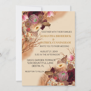 Enchanted Fairytale Boho Wildflower Wedding Invitation