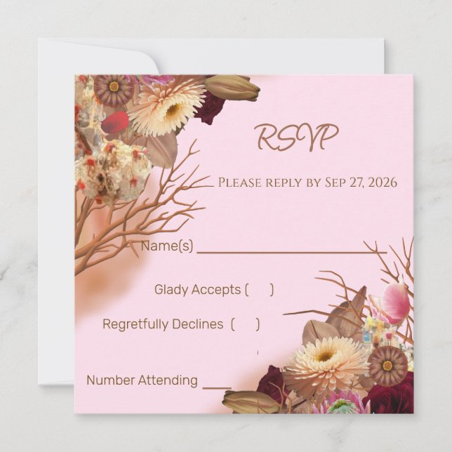 Enchanted Fairytale Boho Wildflower Wedding RSVP (Front)
