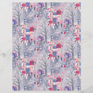 Enchanted Fairytale Books Gray Scrapbook Paper