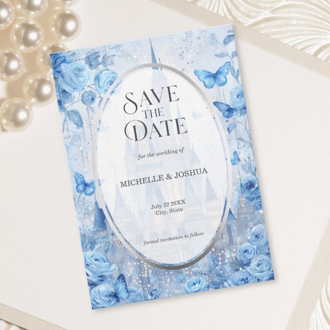 Enchanted Fairytale Castle Floral Butterflies Save The Date (Enchanted Fairytale Castle Floral Butterflies Save The Date)