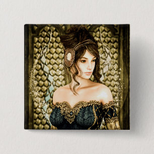 Enchanted Fairytale Princess Portrait 15 Cm Square Badge