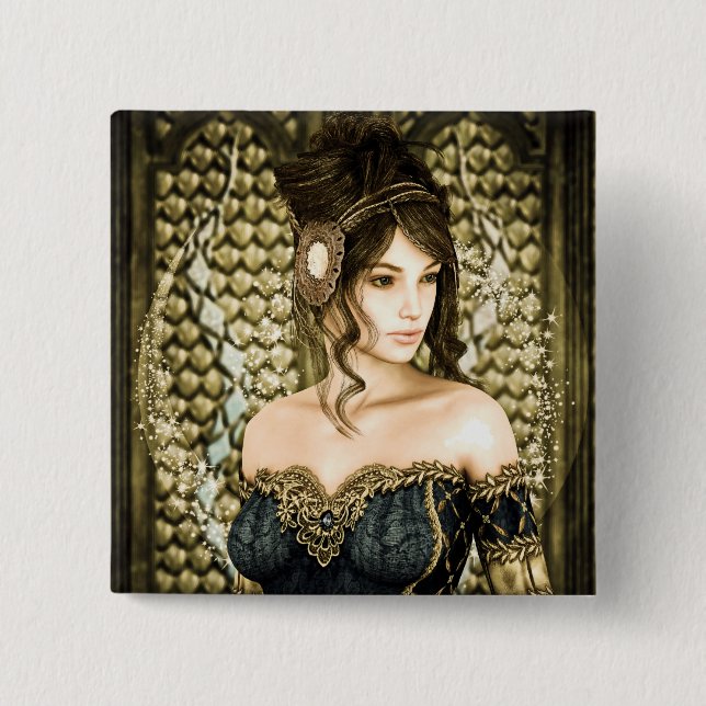 Enchanted Fairytale Princess Portrait 15 Cm Square Badge (Front)