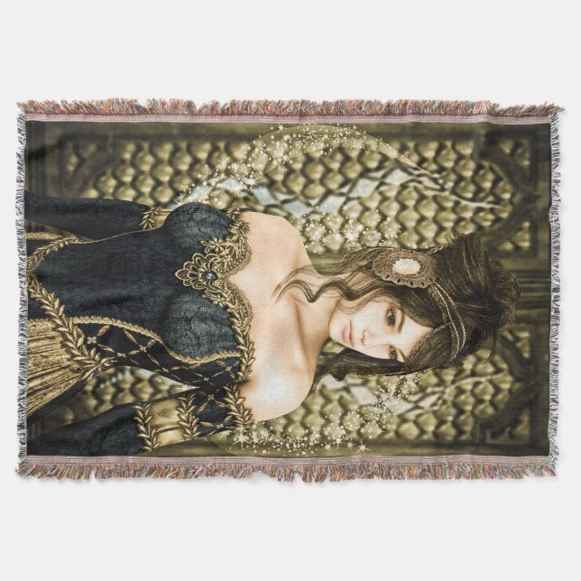 Enchanted Fairytale Princess Portrait Throw Blanket (Front)
