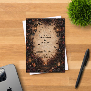 Enchanted Fall Goth Wedding Acrylic Invitations