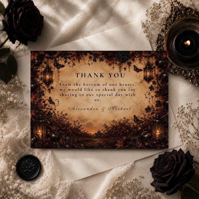 Enchanted Fall Goth Wedding Thank You Card (Creator Uploaded)
