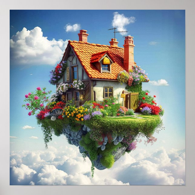 Enchanted Fantasy Colourful Magical Whimsical Land Poster (Front)