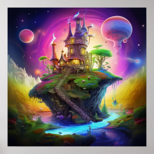 Enchanted Fantasy Colourful Magical Whimsical Land Poster