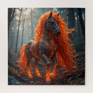 Enchanted Fiery Horse With Vibrant Mane Jigsaw Puzzle