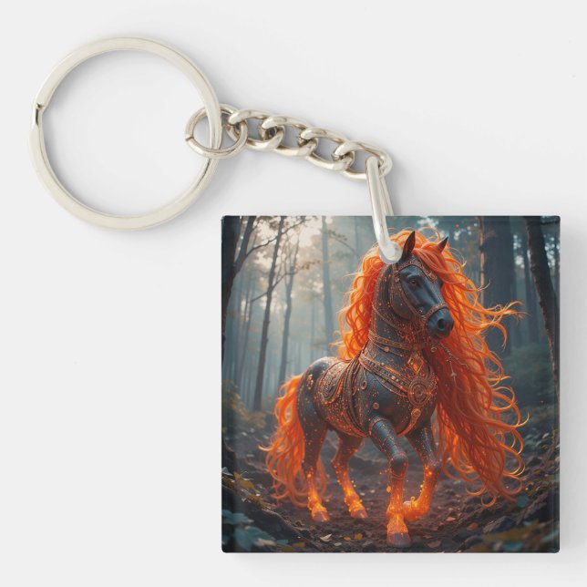 Enchanted Fiery Horse With Vibrant Mane Key Ring (Front)