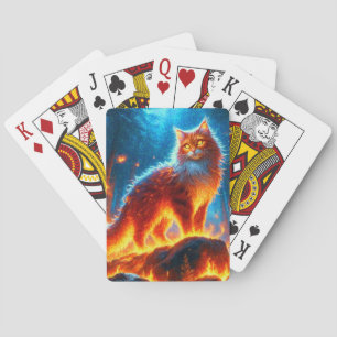 Enchanted Fire Feline Playing Cards