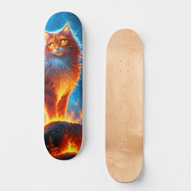 Enchanted Fire Feline Skateboard (Front)