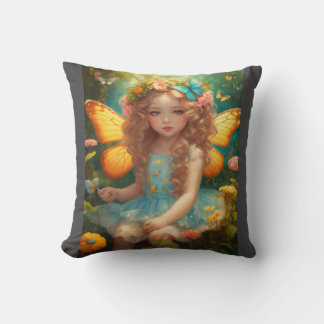 Enchanted Flight: Fairy on a Butterfly T-Shirt" Cushion