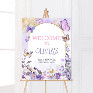 Enchanted Floral Butterfly Baby Shower Welcome Poster