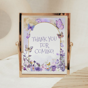 Enchanted Floral Butterfly Thank you for Coming Poster