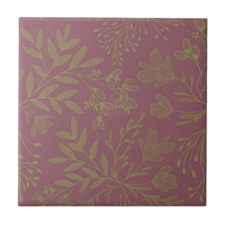 Enchanted Floral Meadow Dreams L1 Bordeau Green Tile