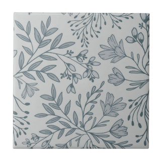 Enchanted Floral Meadow Dreams L4 Grey Blue Tile