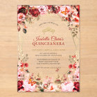 Enchanted Floral Scarlet Elegance Gold Quinceanera