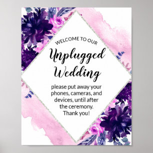 Enchanted Floral Unplugged Wedding Welcome Sign