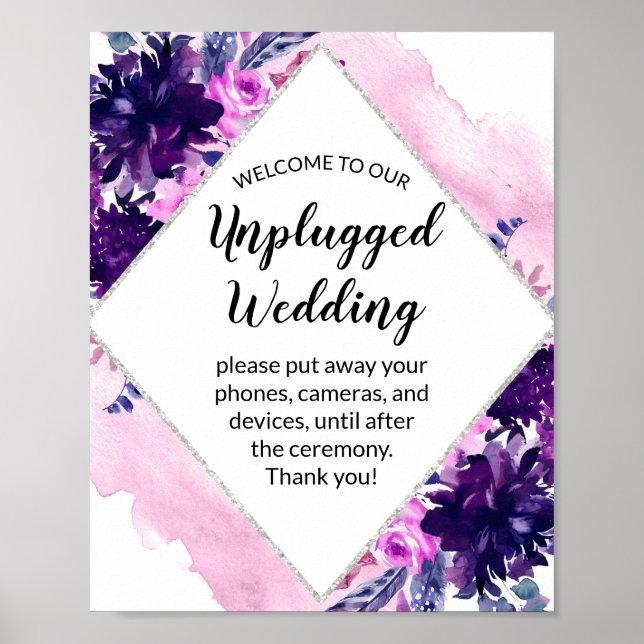 Enchanted Floral Unplugged Wedding Welcome Sign (Front)