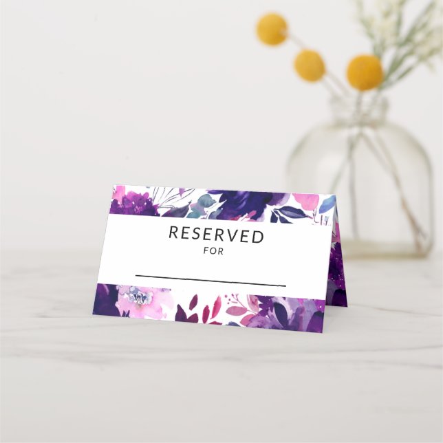 Enchanted Floral Wedding Reception Reserved Table Place Card (Front)
