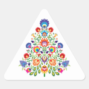 Enchanted Florals: A Yuletide Tapestry of Folklore Triangle Sticker