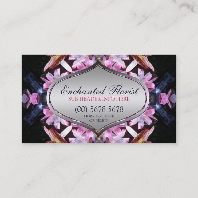Enchanted Florist Pink+Blue Business Card (Front)