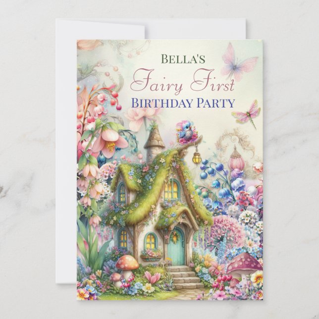 Enchanted Flower Fairy Forest Party Invitation (Front)