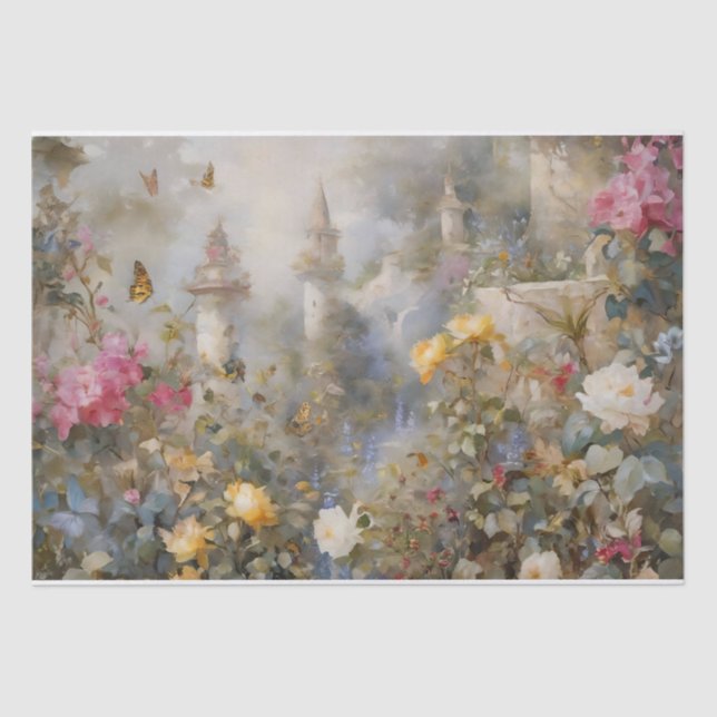 Enchanted Flower Garden Decoupage Tissue Paper (Front)