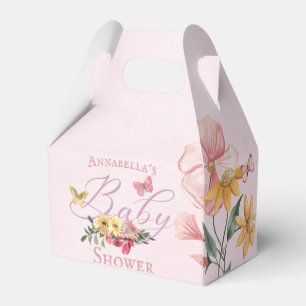 Enchanted Flowers and Butterflies Pink Baby Shower Favour Box