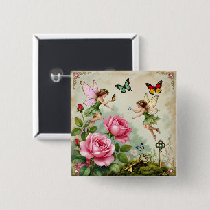 Enchanted Flroral Fairies Garden 15 Cm Square Badge